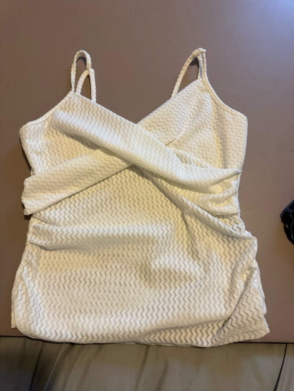SHEIN White Textured Cross-Front Spaghetti Strap Cami